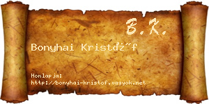 Bonyhai Kristóf névjegykártya